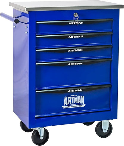 KEIKI 5 Drawers Tool Cart on Wheels,Multifunctional Rolling Tool Chest Tool Storage,Drawers Rolling Tool Trolley Organizer Tool Case for Garage, Warehouse, Workshop, Repair Shop (Blue)