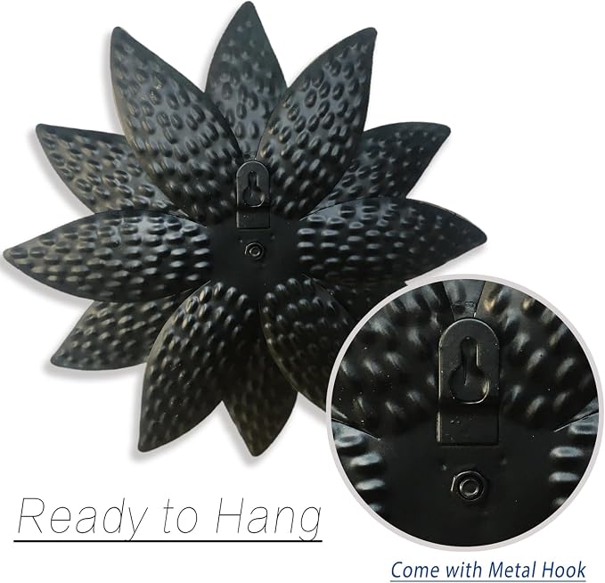Metal Flower Wall Art Decor,10" Rustic Modern Antique Floral Sculpture, Distressed Iron Wall Hanging Home Decoration Accent Artworks for Indoor Kitchen Bedroom Living Office Outdoor Garden Patio | Floral Sculpture, Distressed Iron Wall Hanging Accent A...