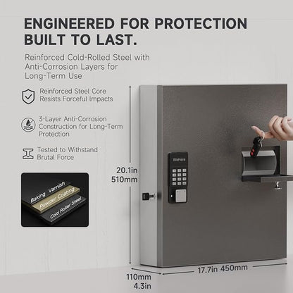 WeHere 56 Keys Lock Box, Key Management Cabinet Key with Drop Slot, APP Bluetooth, Digital Keypad, & WiFi Unlock, Access Log Tracking, Key Return Box for Hotel, Car Dealerships, Office, School