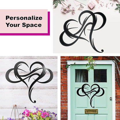 Vivegate Infinity Heart Metal Wall Plaque, Unique Infinity Heart Wall Decor Love Sign Steel Art Geometric Wall Decor Set Cut Out for Outside (Medium - 13"X11.5")