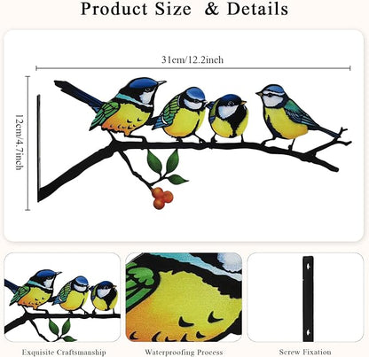 Metal Bird Wall Art Decor,Outdoor Wall Decor for Garden Fence Porch, Weatherproof Fence & Garden Decorations, Metal Yard Art for Patio Wall