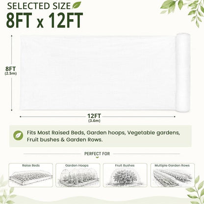 8x12Ft Garden Netting, Fine Mesh Insect Netting for Plant Protection, Mosquito Bug Bird Barrier Mesh Cover for Vegetables Fruits Flowers Raised Beds