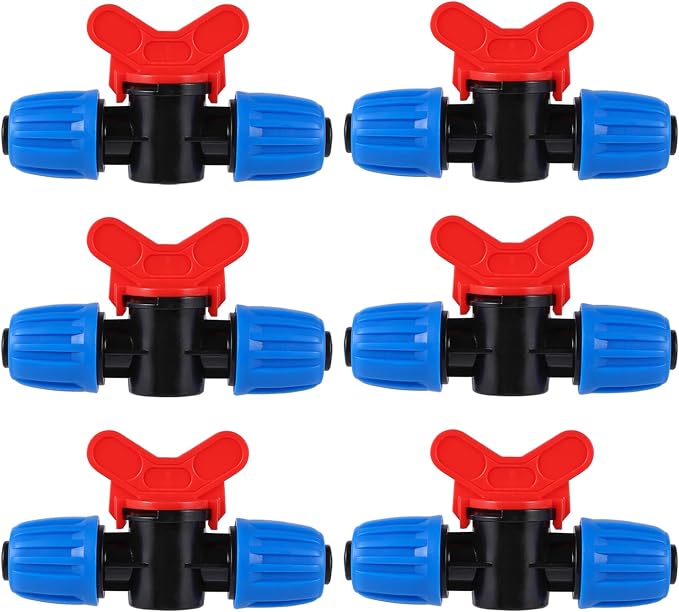 6 Pcs 1/2 Inch Drip Irrigation Tubing Switch Valve,1/2 Inch Irrigation Shut Off Valve Drip Irrigation Fittings for Drip System for Garden Water Flow Control