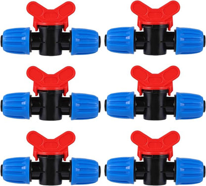 6 Pcs 1/2 Inch Drip Irrigation Tubing Switch Valve,1/2 Inch Irrigation Shut Off Valve Drip Irrigation Fittings for Drip System for Garden Water Flow Control