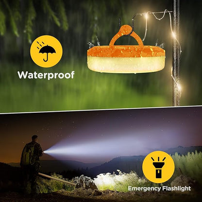 OGERYCamping String Lights, 4 in 1 Quick Storage 32.8FT Rechargeable Tent Lights String with 8 Lighting Modes, Hanging Waterproof Portable LED Lamp for Outdoor Patio Awning Garden Camping Essentials