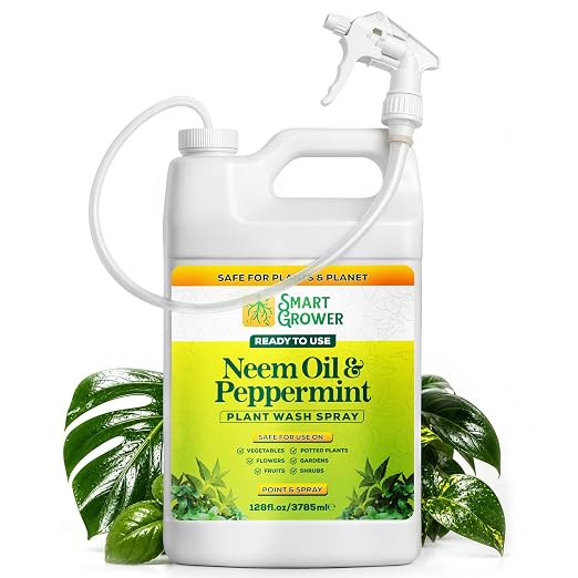 Neem Oil Spray for Plants with Peppermint Oil 128oz with Trigger Sprayer, Natural Plant Wash Made for Indoor and Outdoor Plants - 128oz Smart Grower
