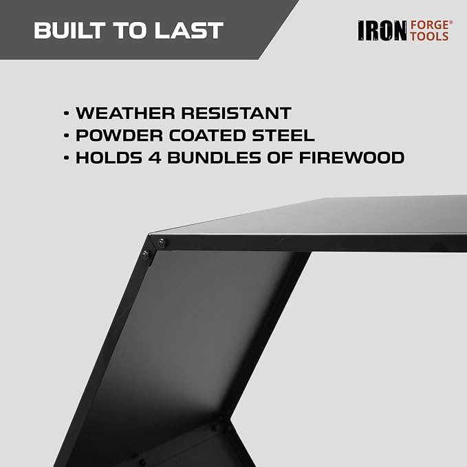 Iron Forge Tools Firewood Rack Outdoor Indoor Fire Wood Rack - 30 in. Hexagon Fire Log Holder, Powder Coated Steel Heavy Duty Firewood Holder Wood Storage Rack with Cover