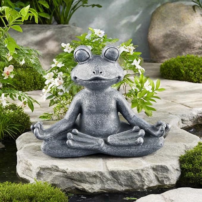 Meditating Frog Statue Buddha, Zen Frog, Zen Garden Frog Figurines for Home and Garden Decor, Frog Decorations Gift Ideas for Desk Office Bedroom Outdoor Yard Lawn (Frog)