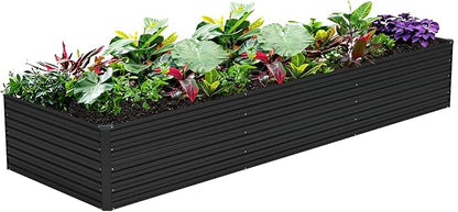 Vengarus 12x2x2ft Galvanized Raised Garden Bed,Metal Raised Beds Kit Black | 2FT Deep Root Elevated Garden Planter Box, Corrugated Steel, Open Bottom, Rustproof All Weather, Large Vegetable Flower Bed