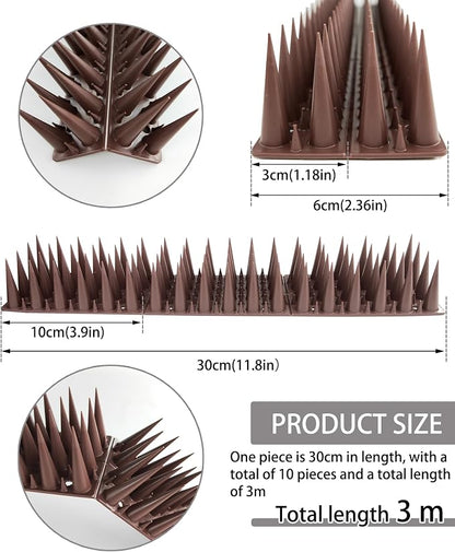 DY.2ten Bird Spikes, 11.8in Deterrent Spike, 10-Pack (9.8ft Total) Fence Spikes Bird for Outside to Keep Bird Squirrel Raccoon Pigeon Cat Away and Keep Birds from Building Nest, Easy to Install