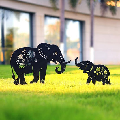 WACLSTDAY Elephant Metal Garden Stakes Decorative, Gifts for Women/Men/Elephant Lovers, Black Silhouette Statues Summer Outdoor Decorations for Garden, Yard, Lawn, Pathway,Patio,Outside