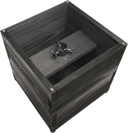 Large Decorative Wooden Planter w/ Universal Pole Support for String Light Poles, Umbrellas, Bird Feeders. Solid Wood Outdoor Garden Patio Box for Plants(Does not include Pole), 14"x14"x14", Black