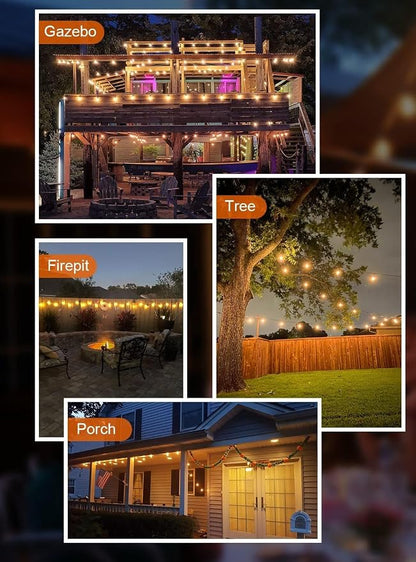 GPATIO Outdoor String Lights, 25FT Shatterproof Patio Lights, IP65 Waterproof Dimmable Outside Hanging Light, Connectable LED Outdoor Lights for Backyard, Porch, Deck, Balcony, Garden, Home Decor