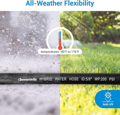 DEWENWILS Garden Hose 10 ft x 5/8", Water Hose with Swivel Handle, Heavy Duty, Lightweight, Flexible Hose for Plants, Car, Yard, 3/4 Inch Solid Fittings, Drinking Water Safe