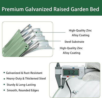 Gartist 8×4×1 ft Large Light Green Raised Garden Bed Planter, Easy Assembly Metal Garden Bed Outdoor for Vegetables, Flowers & Herbs