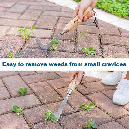 Berry&Bird Crack Weeder, Crevice Weeding Tool, 11.2" Stainless Steel Manual Weeder, L-Shaped Side-Walk Puller Spatula, Grass Cutter Knife, Weeding Sickle for Garden Lawn Yard Patio Terrace Paving Moss