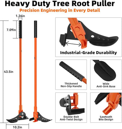 Heavy Duty Tree & Sapling Puller Tool, High-Strength Manganese Steel Root Removal Tool for 1/4" to 2" Woody Stems, Small Trees, Brush and Invasive Plants, for Lawn, Yard, Garden and Farm | Sapling Puller Tool