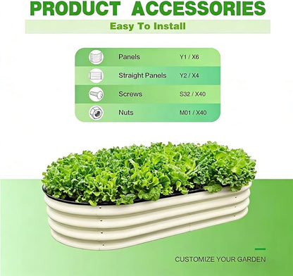 GrowHaus 4x2x1ft Galvanized Raised Garden Bed (2 Pack), Outdoor Metal Planter Box for Vegetables, Flowers & Herbs, Milk White