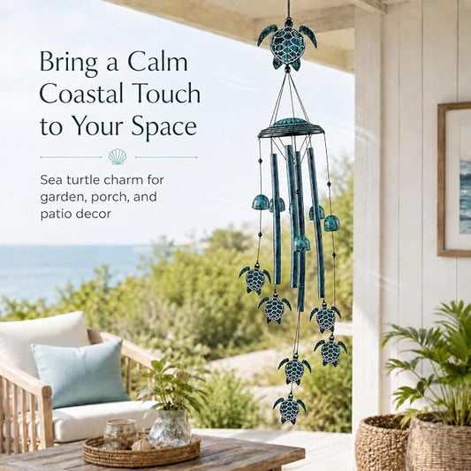 LESES Wind Chimes Sea Turtle Wind Chime for Outside with 4 Aluminum Tubes, Windchimes Outdoors Clearance Home Garden Patio Decor Memorial Wind Chimes for Mom Grandma Unique Birthday Festival Gifts