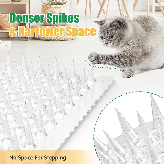 Zipcase 16 Pack Scat Mat for Cats - 13 x 16 In Updated Dual Length Cat Deterrent Mat with Narrower & Denser Spikes, More Effective For Indoor & Outdoor Cat Repellent Fence Covers 24 Sq.ft (3456 Sq.in)