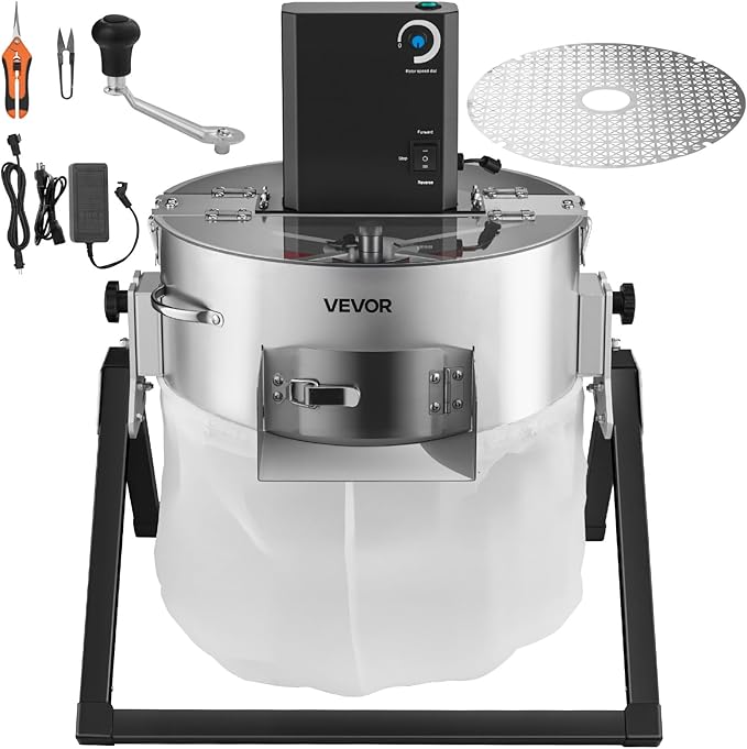 VEVOR Electric Bud Leaf Trimmer, 2-in-1 Manual & Electric, 16 in Bud Trimmer with Sharp Stainless Steel Blades, Bracket Type Wet Dry Hydroponic Cutting Machine with Dry Grate, for Plant Buds Flowers