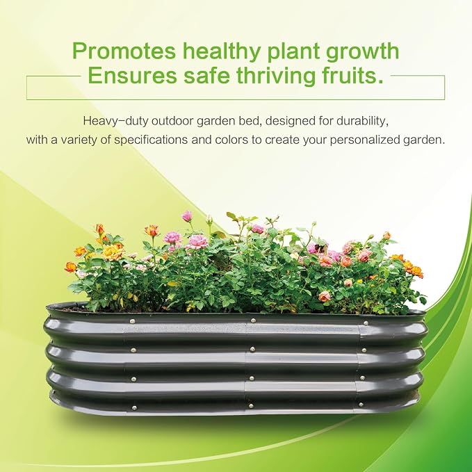 Gardmax Galvanized Raised Garden Bed, Lightweight Planter Boxes Outdoor with Easy Assembly, Large Garden Bed for Vegetables, Fruits, Flower Dark Grey