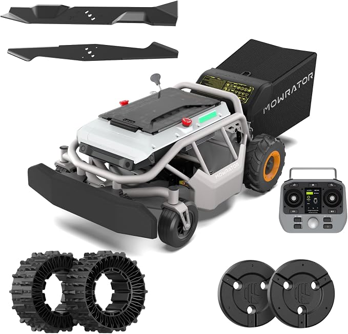 Mowrator S1 2WD 18Ah Remote Control Lawn Mower, 45% (24°) Slope, Spring to Fall Yard Care, with Leaf Shredding Vacuum, 21" Width, 1.8–4.6" Cutting Height, Up to 1.12 Acres