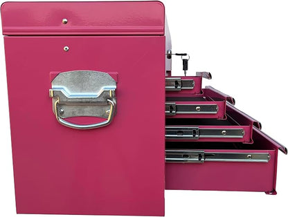 Workington Portable Metal Tool Chest with 6 Drawers, 24" 6-Drawer Tool Chest Cabinet with Ball Bearing Drawer Slides, Steel Tool Storage Box Organizer 4005 Pink