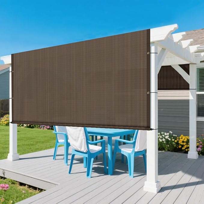 7' × 9' Pergola Shade Cover Universal Replacement Canopy Cover Outdoor Durable Fabric Sun Shade Cloth for Deck Patio Porch Backyard Gazebo with Grommets & Weighted Rods, Brown
