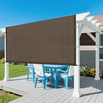 7' × 13' Pergola Shade Cover Universal Replacement Canopy Cover Outdoor Durable Fabric Sun Shade Cloth for Deck Patio Porch Backyard Gazebo with Grommets & Weighted Rods, Brown