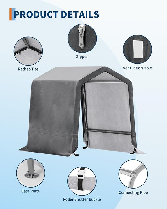 6X6 ft Heavy-Duty Portable Outdoor Storage Shed