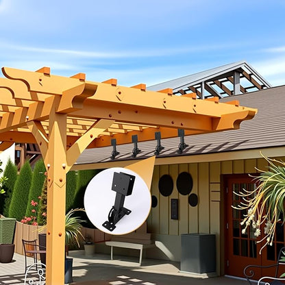 2x4 Heavy Duty Roof Riser Brackets Kit 2 Pcs, Adjustable Angle Pergola Support Brackets Black Powder-Coated Patio Roof Lift Brackets Suitable for Patio Gazebos/Pergolas