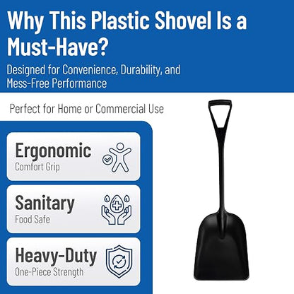 SPARTA Polypropylene Sanitary Shovel, One-Piece Food Handling Scoop, Commercial Kitchen and Bulk Ingredient Transfer Tool, 13.75" x 16.5" Scoop, Black (Pack of 3)