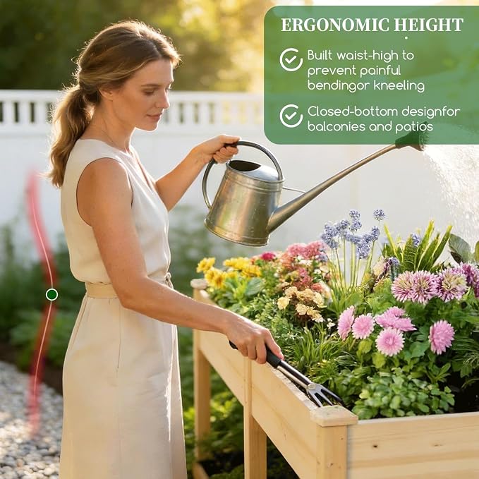 Wood Raised Garden Bed, 72x24x30in Elevated Wooden Planter Box with Legs Standing Growing Bed for Backyard, Patio, Balcony with Bed Liner, 200 Pound Capacity 3PCS