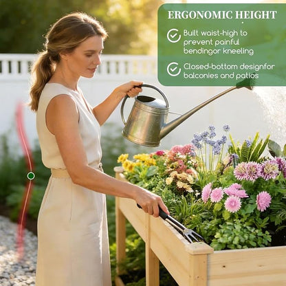 Wood Raised Garden Bed, 72x24x30in Elevated Wooden Planter Box with Legs Standing Growing Bed for Backyard, Patio, Balcony with Bed Liner, 200 Pound Capacity 3PCS