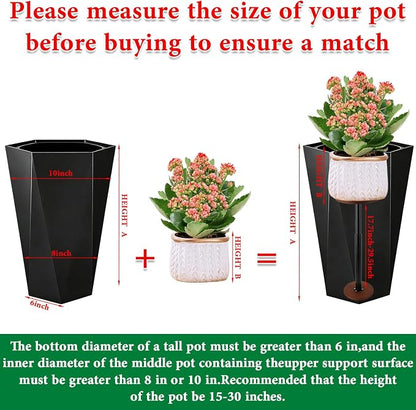 LUTTY 2Set Wooden Adjustable Plant Risers for Inside Pot,17.7-29.5 inches Tall Tapered Plant Riser Fill Bottom of Tall Flower Pots and Large Plants Containers, Rise Filler Riser of Flower Pots