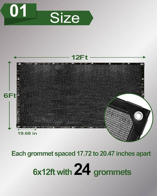vensovo 40% Sunblock Shade Cloth Net Black Resistant - 6x12 Ft Garden Shade Mesh for Plant Cover, Greenhouse, Chicken Coop, Kennels, Tomatoes Plants