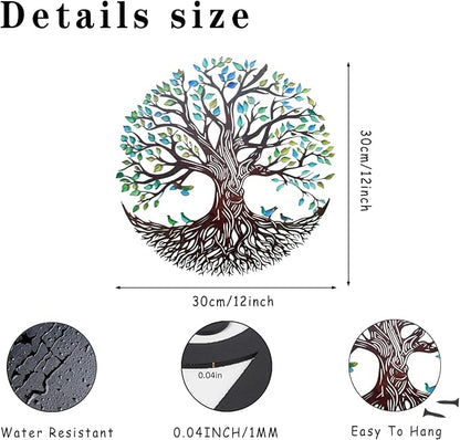 Metal Wall Decor Tree of Life Wall Art Silhouette Outdoor Wall Art for Your Garden Fence Patio Balcony