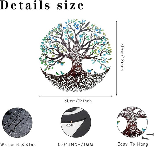 Metal Wall Decor Tree of Life Wall Art Silhouette Outdoor Wall Art for Your Garden Fence Patio Balcony