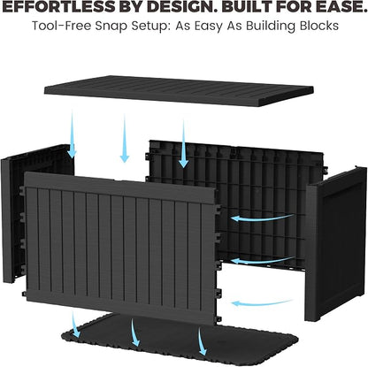 Outdoor Storage Box, 270 Gallon Waterproof Deck Box [Upgraded 3.1], Giant Resin Storage for Large Cushions, Heavy Duty Outside Lockable Bench Seat, Large Backyard Party, Black