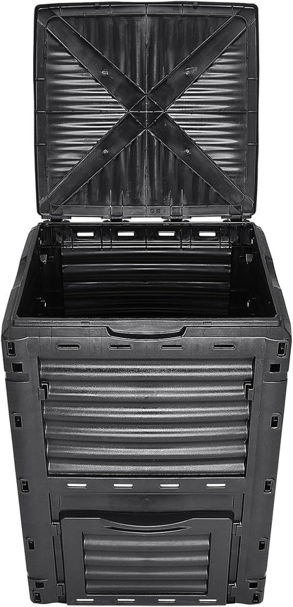 VEVOR Garden Compost Bin 80 Gallon, BPA Free Composter, Large Capacity Outdoor Composting Bin with Top Lid and Bottom Door, Easy Assembling, Lightweight, Fast Creation of Fertile Soil