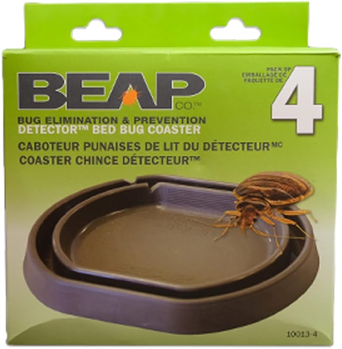BEAPCO 4-PACK Bed Bug Detector Interceptors | Eco Friendly Bed-Bug Traps for Bed-Frame Legs |( 6.5” × 6 “ x 3”)| Interceptor, and Monitor for Pest Control (Gray)