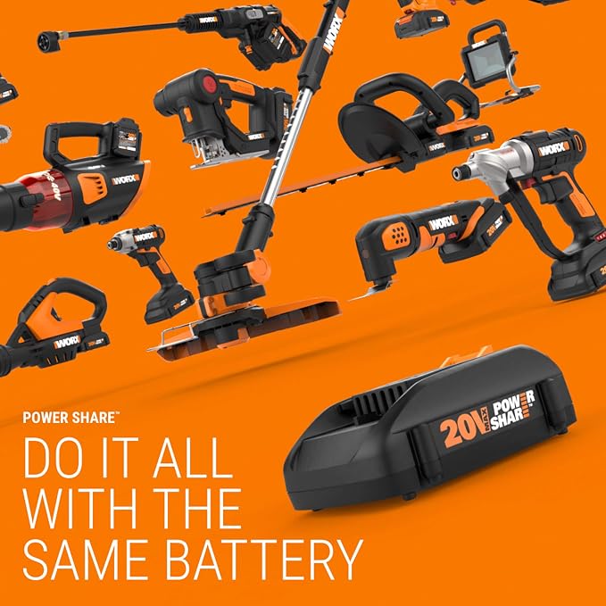 Worx 40V Turbine Leaf Blower with 2 Batteries & Charger Bundle with Worx WG183 40V 13" Cordless String Trimmer with 2 Batteries & Charger