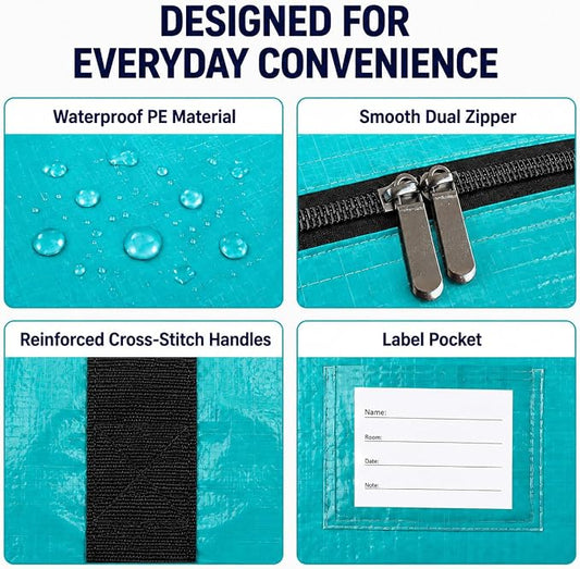 Extra Large Storage Bags, Jumbo Moving Tent Storage Bags, Foldable Big Blue XXL Duffle Bag for Travel,Christmas Tree Bag, 42x23x13.5inch - 2PACK