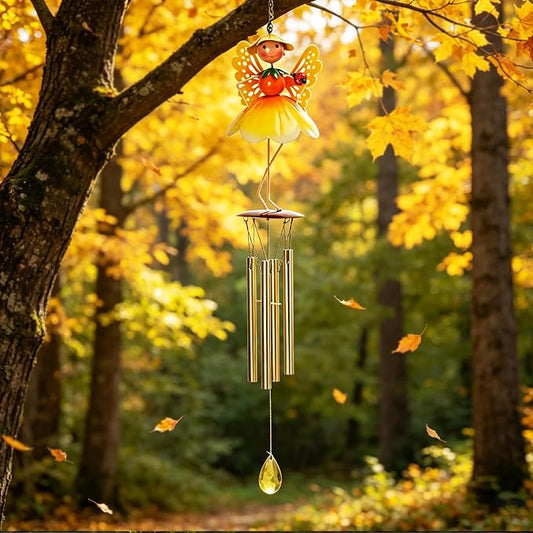 Taman Wind Chime for Outside - Flower Fairy Wind Chimes for Outside Aluminum Tubes Decorative Memorial Gift, for Home, Outdoor, Yard, Patio,Garden Decor