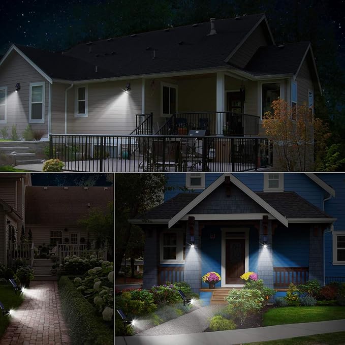 URPOWER Solar Lights Outdoor, 2-in-1 Solar Spot Lights Waterproof with 2 Lighting Modes, Adjustable Solar Powered Spotlights Auto On/Off Landscape Lights for Yard Garden Pathway, 4 Pack (Cool White)