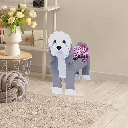 Baba Collie Dog Planter Pots, 9.45 x 5.98x 13.54 Inches | Dog Flower Pot, Cute Animal Shaped Plant Pot, Gifts for Women & Pet Lovers, Indoor Outdoor Garden Home Office Decor