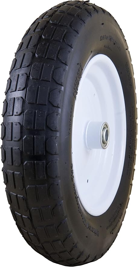 Marathon 14.5" Universal Replacement Wheelbarrow Wheel with Adapter Kit, Black