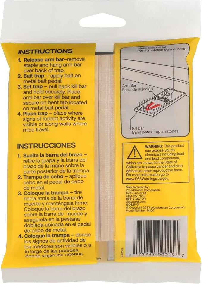 Victor Metal Pedal Mouse Traps, 12-Pack, Reusable Wooden Snap Traps | FSC Certified Wood, Indoor Mice Control Pest Elimination, Rodent Killer Control, Clean & Quick Trapping, Mice Traps for House