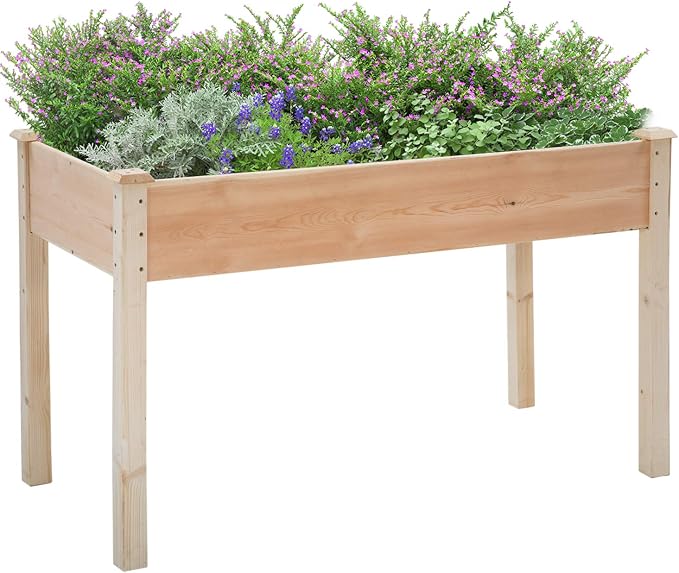 Raised Garden Bed Elevated Wood Planter Box Outdoor and Indoor Planter Box 49Lx24Wx29H Patio Garden Grow Bed for Vegetable Flower